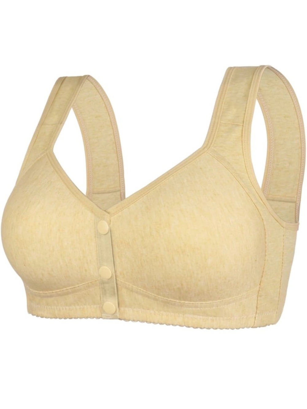 Comfort Snap Front-Close Cotton Bra in Yellow size XL